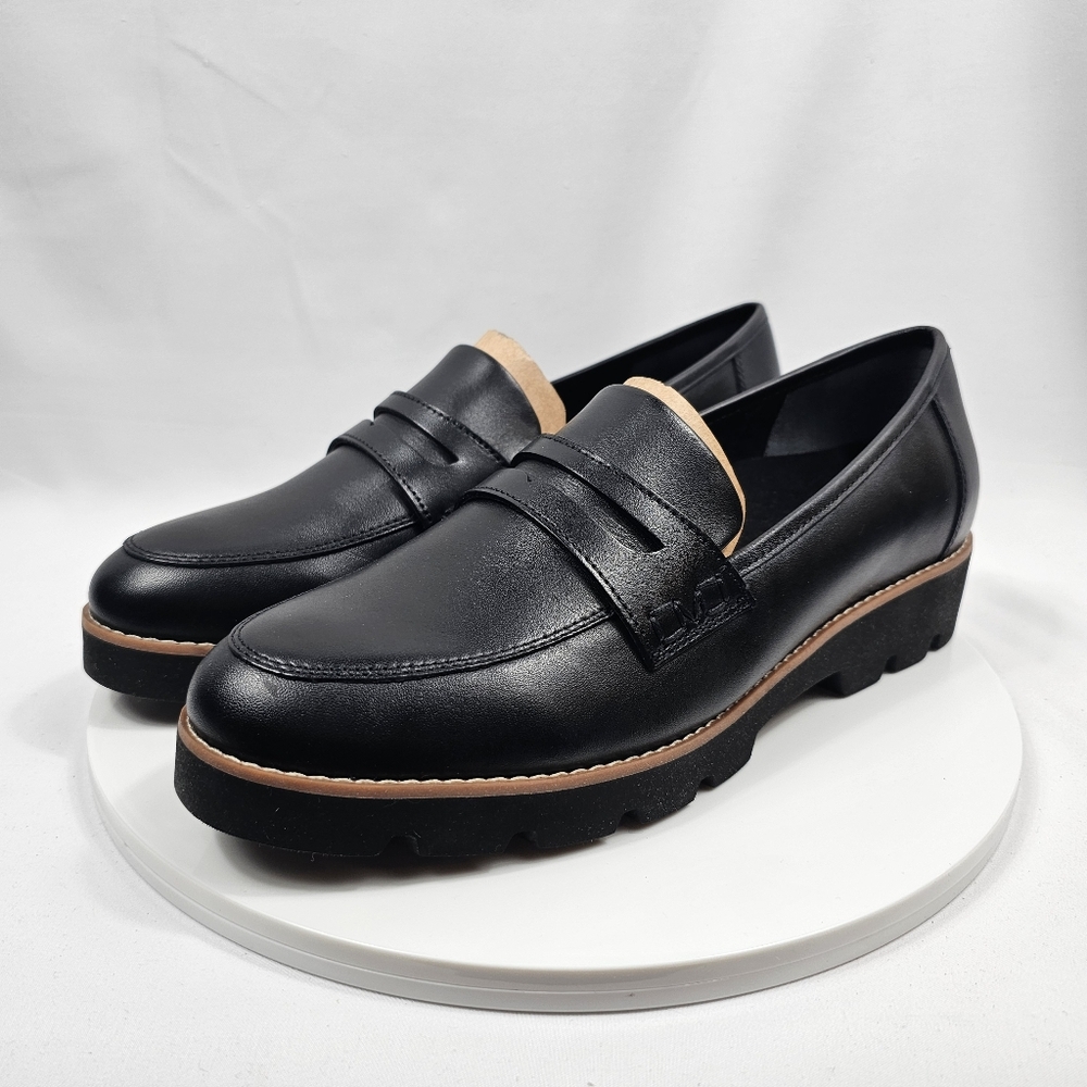 NIB Vionic Cheryl II Loafers Size 10 Black Leather Lug Sole Comfort Slip On - Picture 10 of 14